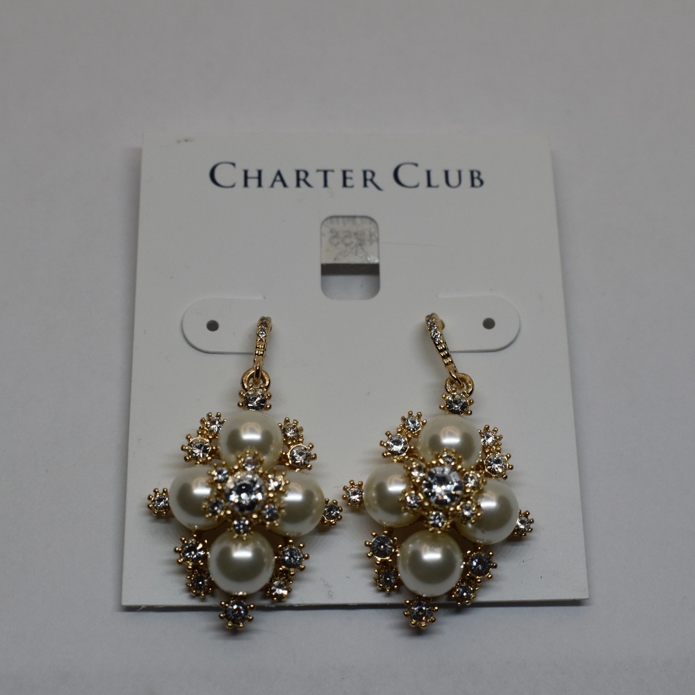 Charter Club Gold Tone & Imitation Pearl Snowflake